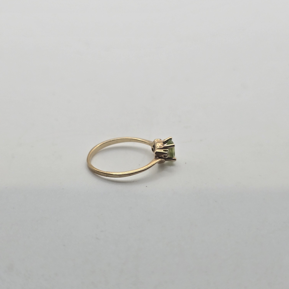 14k Gold and Green/Yellow Citrine Gemstone With White Sappire Ring - Picture 4 of 9